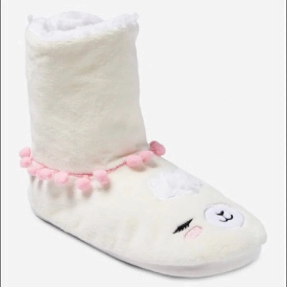 Llama slipper booties